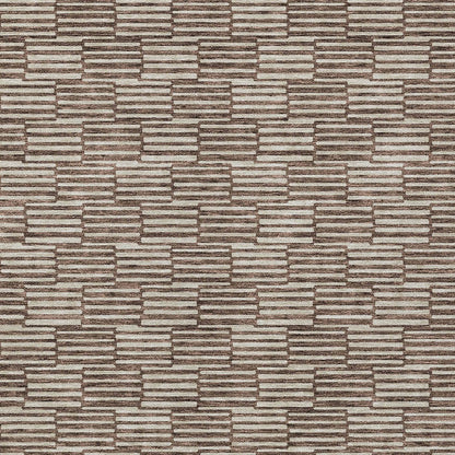Tabselect Home Line 8' X 10' Brown And Beige Geometric Washable Indoor Outdoor Area Rug