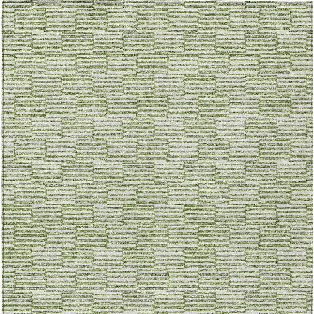 Tabselect Home Line 5' X 8' Green And Ivory Geometric Washable Indoor Outdoor Area Rug