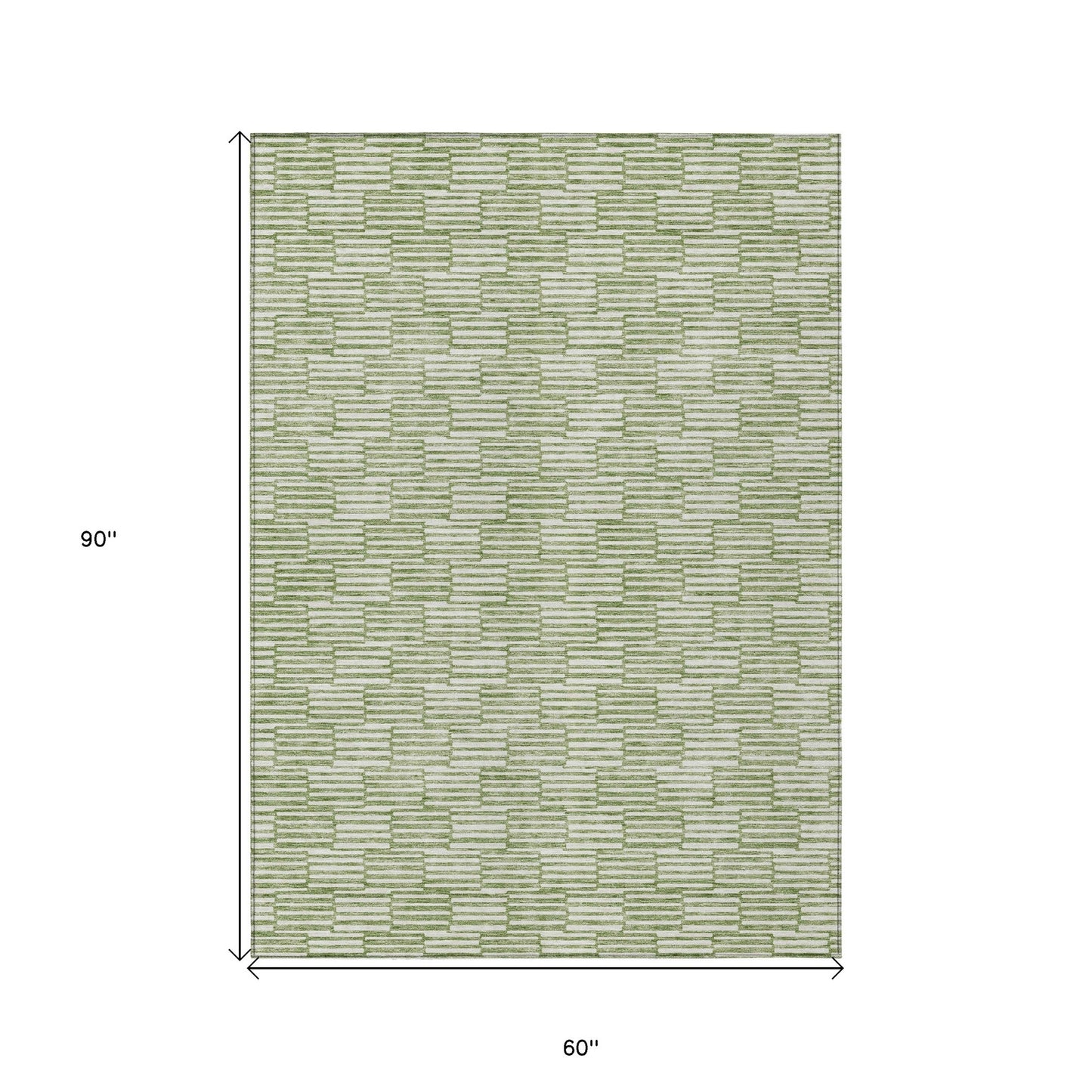 Tabselect Home Line 5' X 8' Green And Ivory Geometric Washable Indoor Outdoor Area Rug