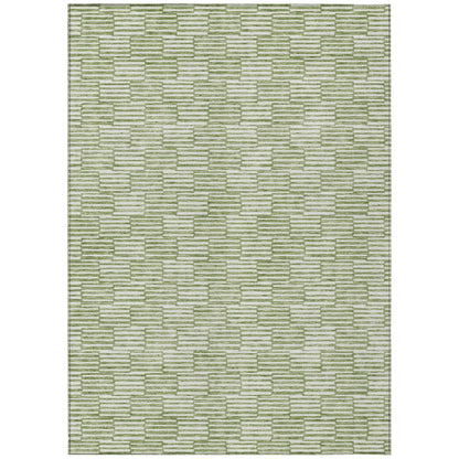 Tabselect Home Line 5' X 8' Green And Ivory Geometric Washable Indoor Outdoor Area Rug