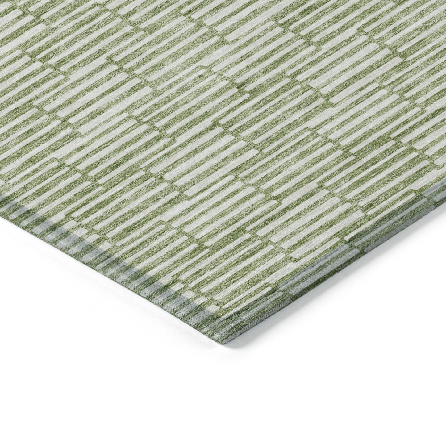 Tabselect Home Line 5' X 8' Green And Ivory Geometric Washable Indoor Outdoor Area Rug