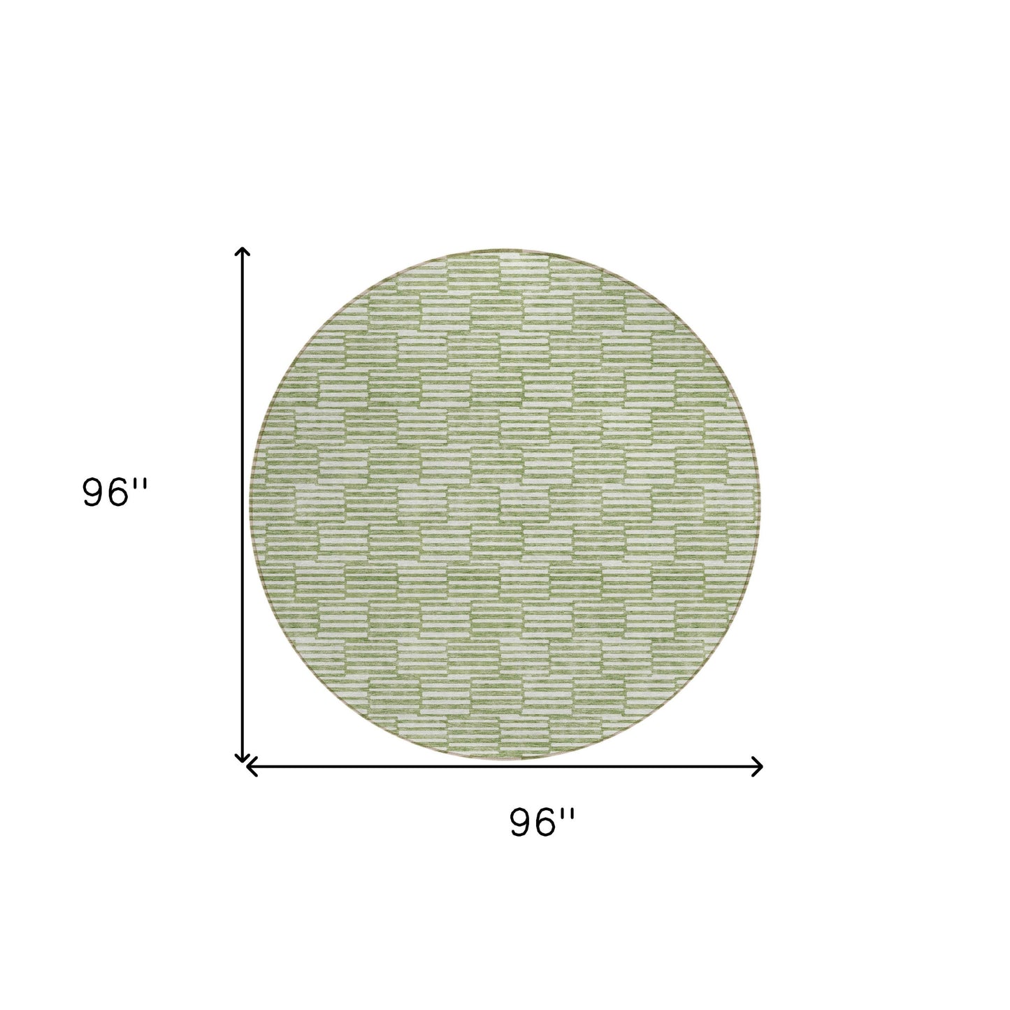 Tabselect Home Line 8' Green And Ivory Round Geometric Washable Indoor Outdoor Area Rug