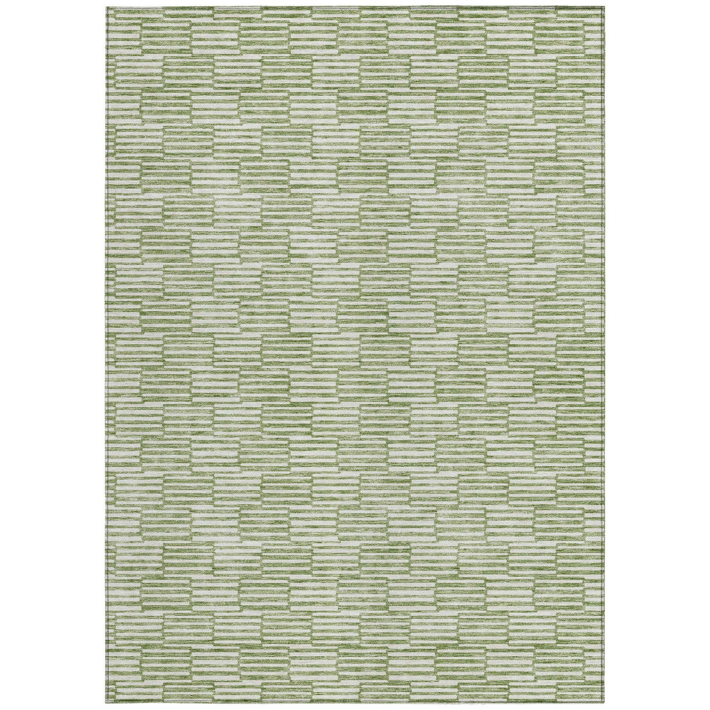 Tabselect Home Line 8' X 10' Green And Ivory Geometric Washable Indoor Outdoor Area Rug