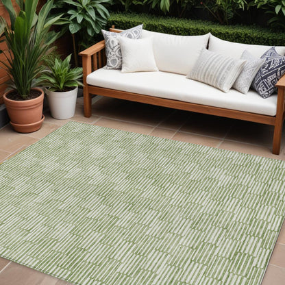 Tabselect Home Line 8' X 10' Green And Ivory Geometric Washable Indoor Outdoor Area Rug