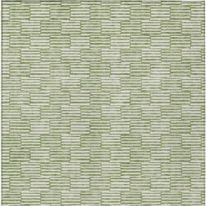 Tabselect Home Line 8' X 10' Green And Ivory Geometric Washable Indoor Outdoor Area Rug