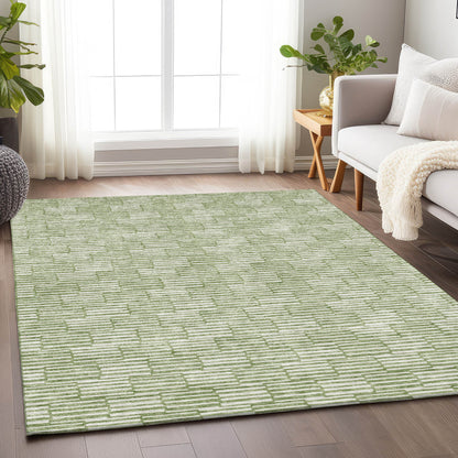 Tabselect Home Line 8' X 10' Green And Ivory Geometric Washable Indoor Outdoor Area Rug