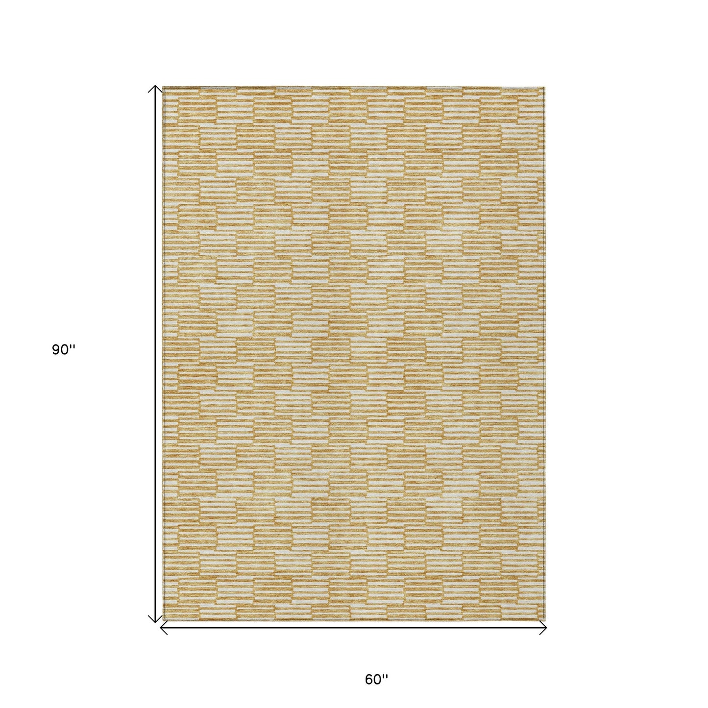 Tabselect Home Line 5' X 8' Gold And Beige Geometric Washable Indoor Outdoor Area Rug