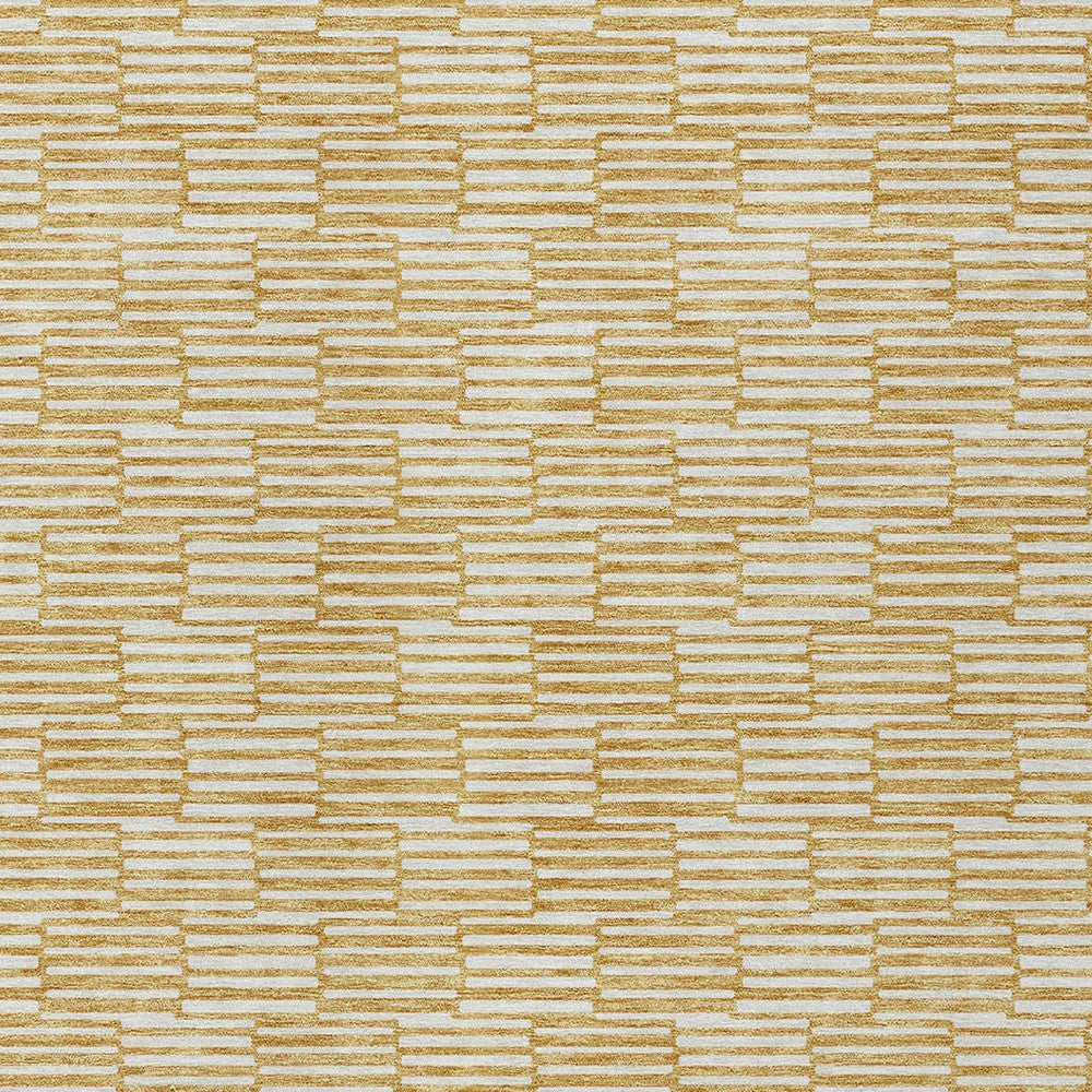 Tabselect Home Line 5' X 8' Gold And Beige Geometric Washable Indoor Outdoor Area Rug