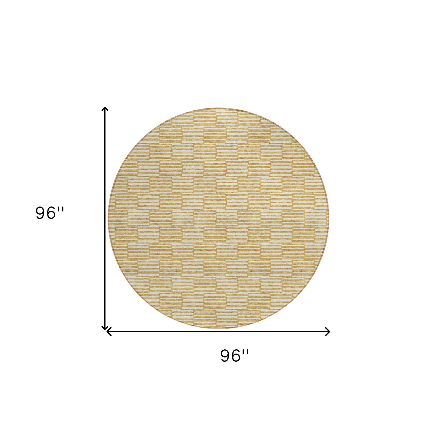 Tabselect Home Line 8' Gold And Beige Round Geometric Washable Indoor Outdoor Area Rug
