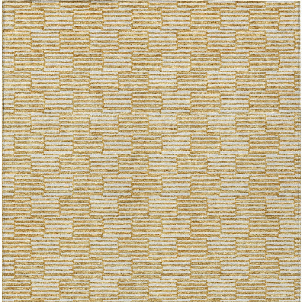Tabselect Home Line 8' X 10' Gold And Beige Geometric Washable Indoor Outdoor Area Rug