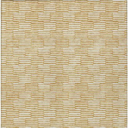Tabselect Home Line 8' X 10' Gold And Beige Geometric Washable Indoor Outdoor Area Rug