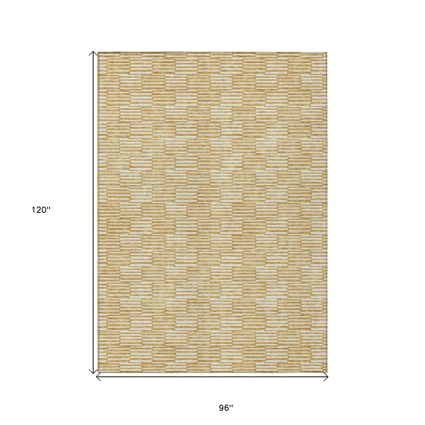 Tabselect Home Line 8' X 10' Gold And Beige Geometric Washable Indoor Outdoor Area Rug