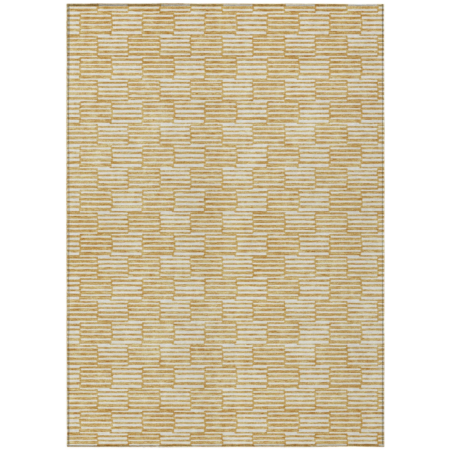 Tabselect Home Line 8' X 10' Gold And Beige Geometric Washable Indoor Outdoor Area Rug