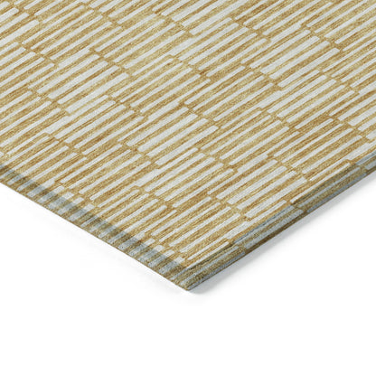 Tabselect Home Line 8' X 10' Gold And Beige Geometric Washable Indoor Outdoor Area Rug
