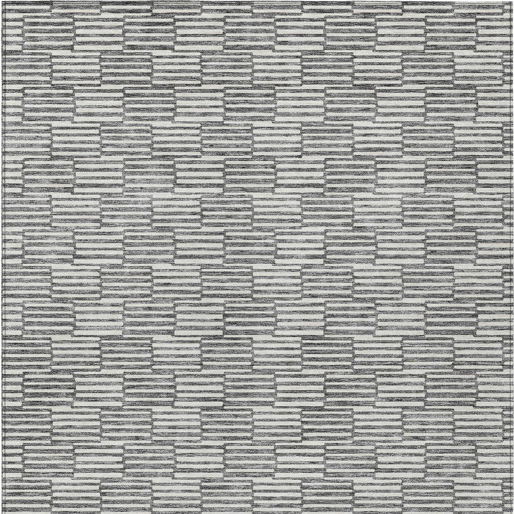 Tabselect Home Line 5' X 8' Gray And Ivory Geometric Washable Indoor Outdoor Area Rug