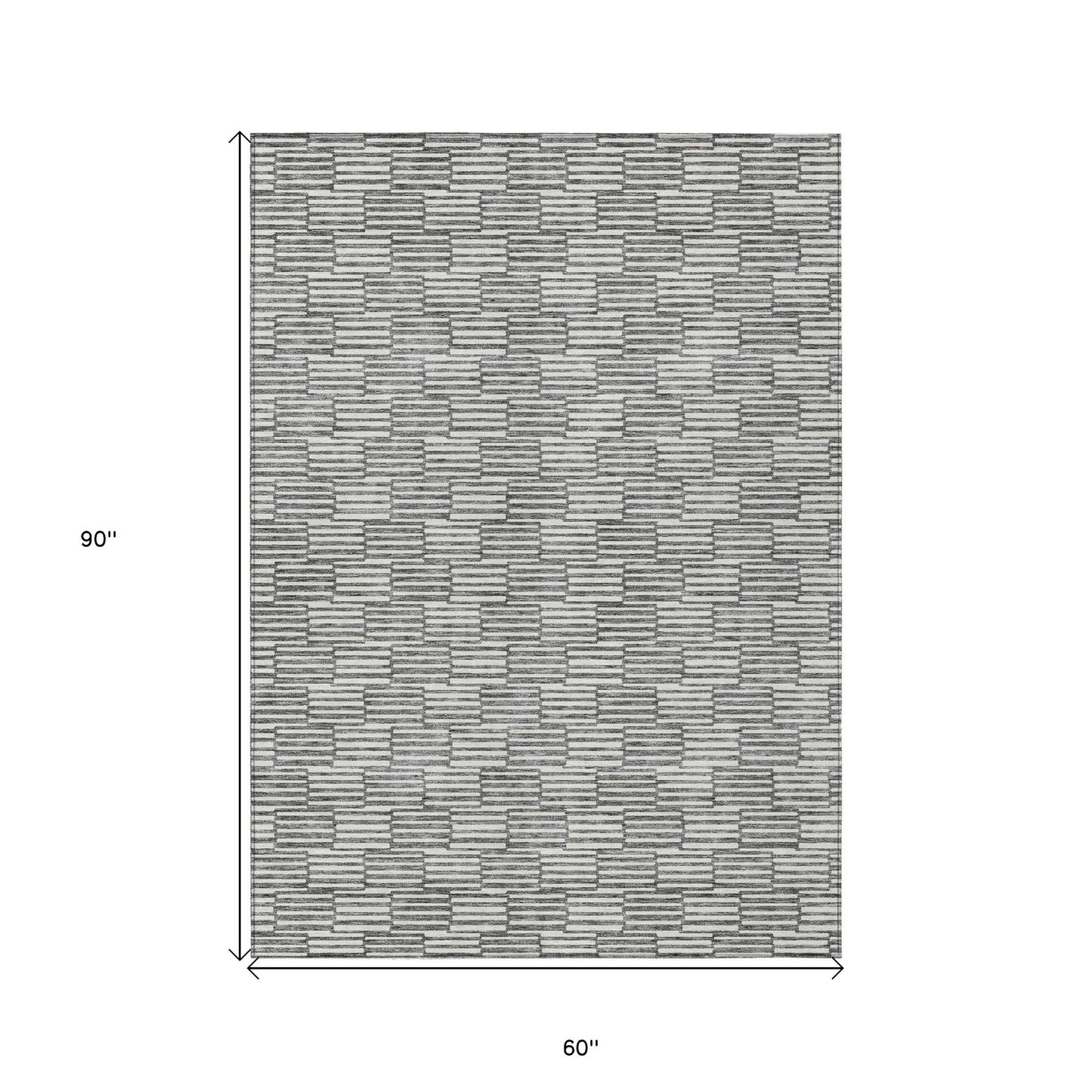 Tabselect Home Line 5' X 8' Gray And Ivory Geometric Washable Indoor Outdoor Area Rug