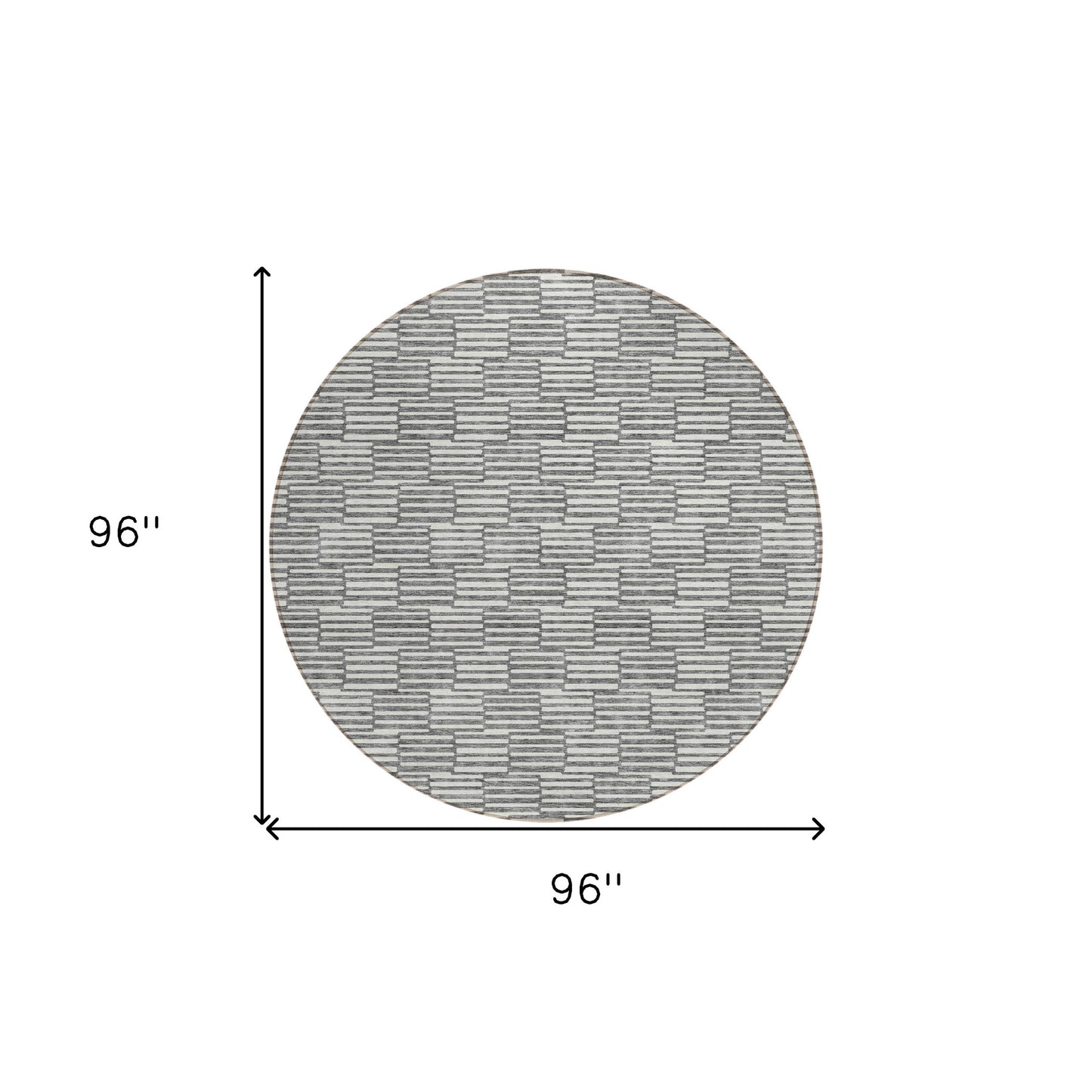 Tabselect Home Line 8' Gray And Ivory Round Geometric Washable Indoor Outdoor Area Rug