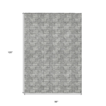 Tabselect Home Line 8' X 10' Gray And Ivory Geometric Washable Indoor Outdoor Area Rug