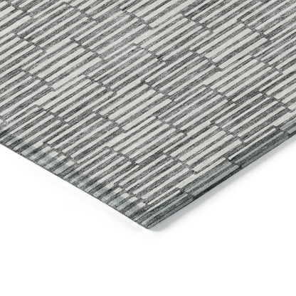 Tabselect Home Line 8' X 10' Gray And Ivory Geometric Washable Indoor Outdoor Area Rug