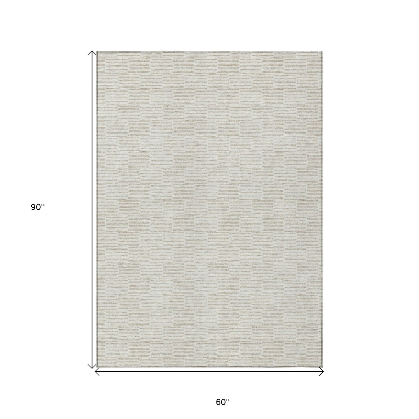 Tabselect Home Line 5' X 8' Ivory And Beige Geometric Washable Indoor Outdoor Area Rug