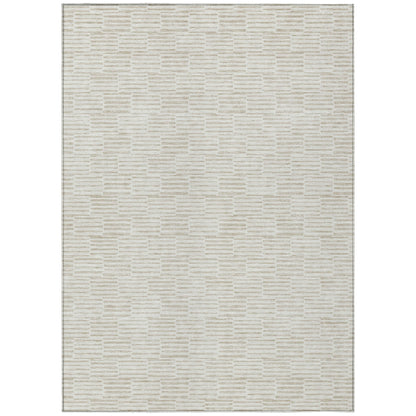 Tabselect Home Line 5' X 8' Ivory And Beige Geometric Washable Indoor Outdoor Area Rug