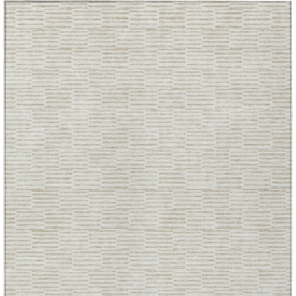Tabselect Home Line 5' X 8' Ivory And Beige Geometric Washable Indoor Outdoor Area Rug