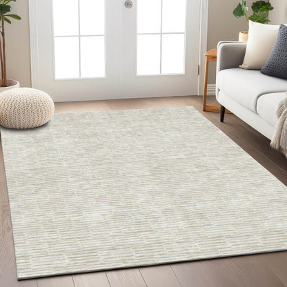 Tabselect Home Line 5' X 8' Ivory And Beige Geometric Washable Indoor Outdoor Area Rug