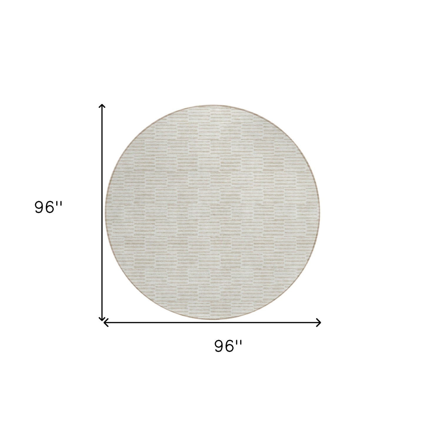 Tabselect Home Line 8' Ivory And Beige Round Geometric Washable Indoor Outdoor Area Rug