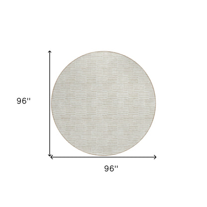 Tabselect Home Line 8' Ivory And Beige Round Geometric Washable Indoor Outdoor Area Rug