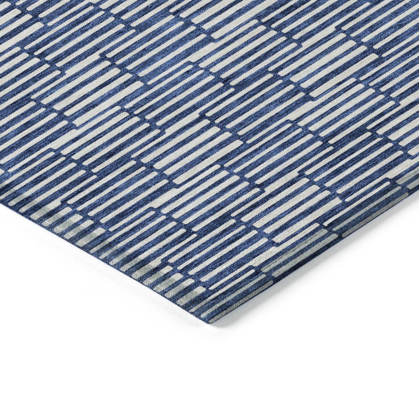 Tabselect Home Line 5' X 8' Navy Blue And Ivory Geometric Washable Indoor Outdoor Area Rug