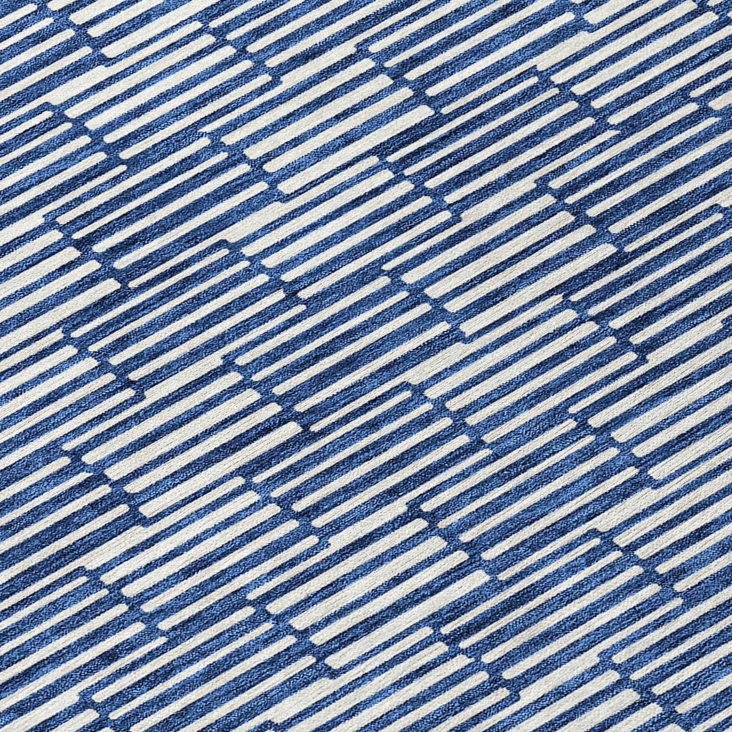 Tabselect Home Line 8' Navy Blue And Ivory Round Geometric Washable Indoor Outdoor Area Rug