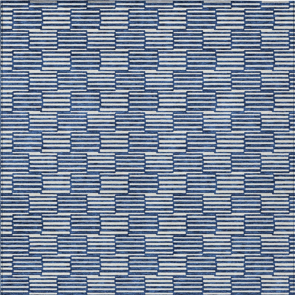 Tabselect Home Line 8' X 10' Navy Blue And Ivory Geometric Washable Indoor Outdoor Area Rug