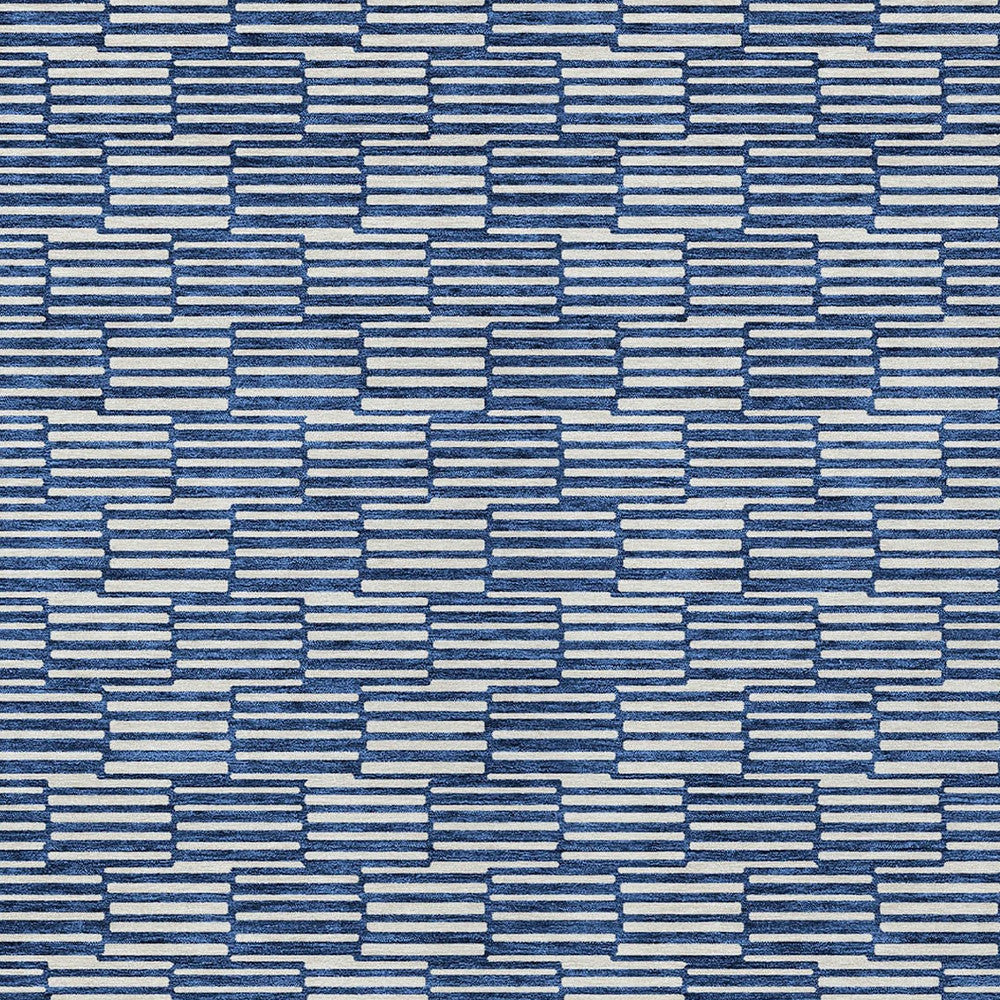 Tabselect Home Line 8' X 10' Navy Blue And Ivory Geometric Washable Indoor Outdoor Area Rug