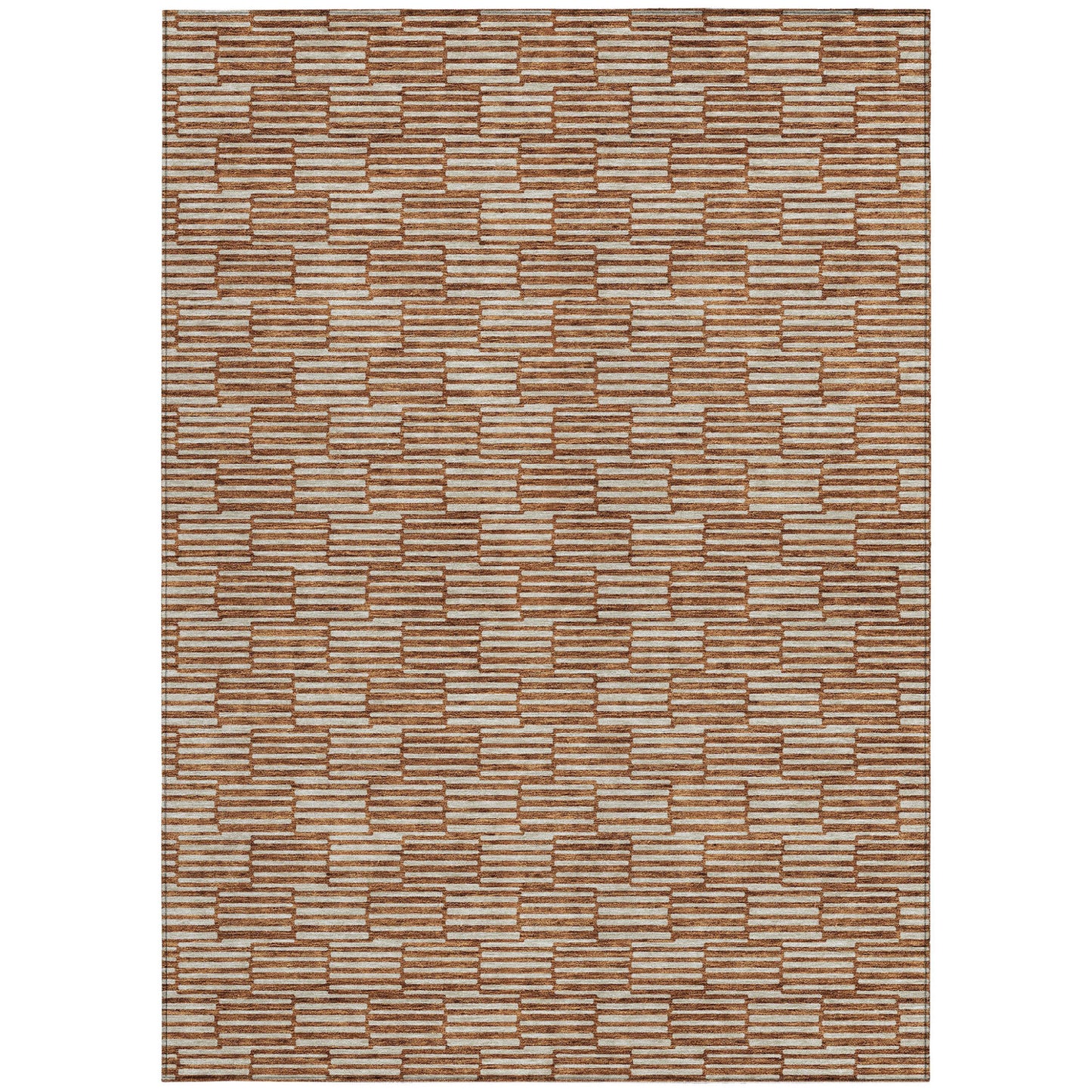 Tabselect Home Line 5' X 8' Copper And Beige Geometric Washable Indoor Outdoor Area Rug