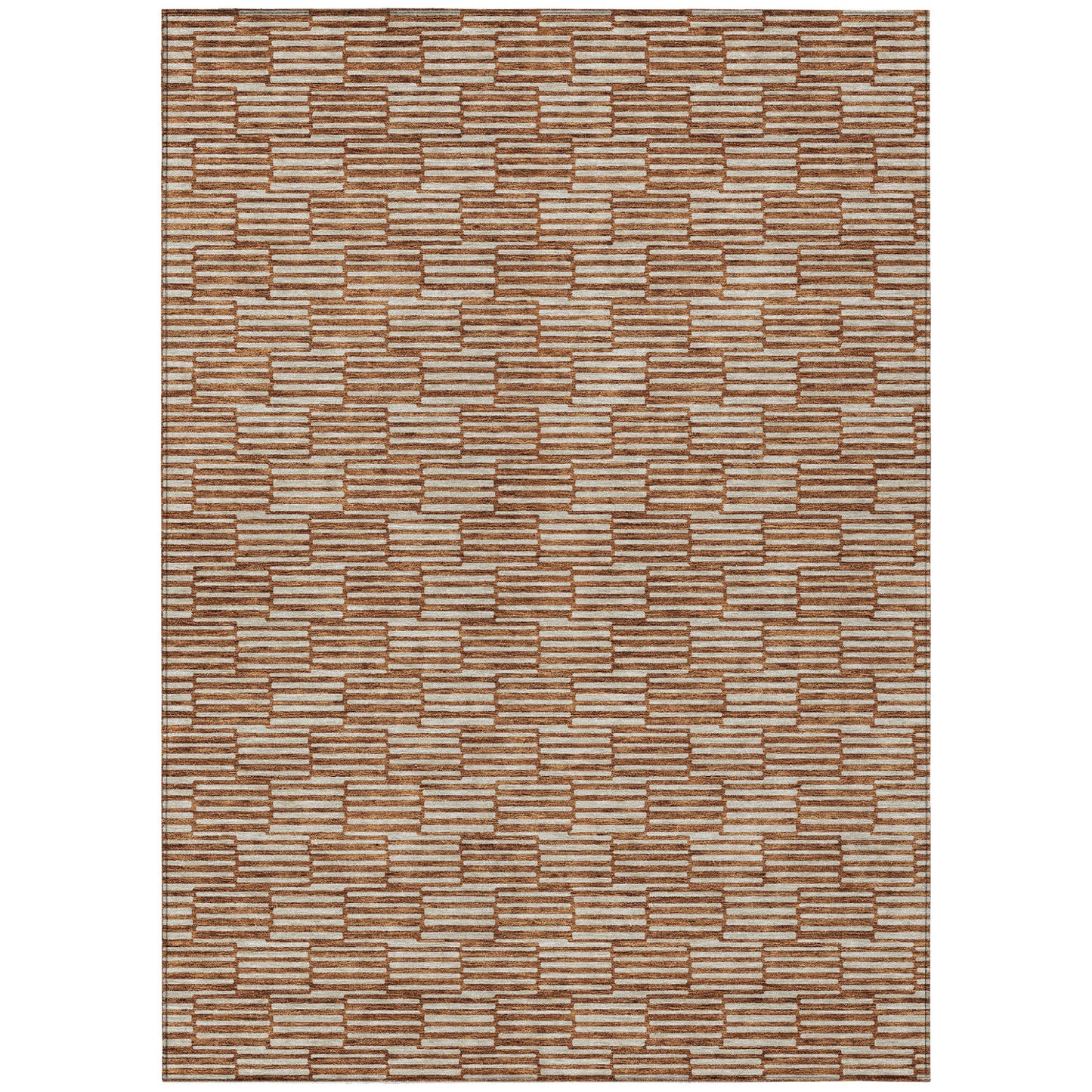 Tabselect Home Line 5' X 8' Copper And Beige Geometric Washable Indoor Outdoor Area Rug