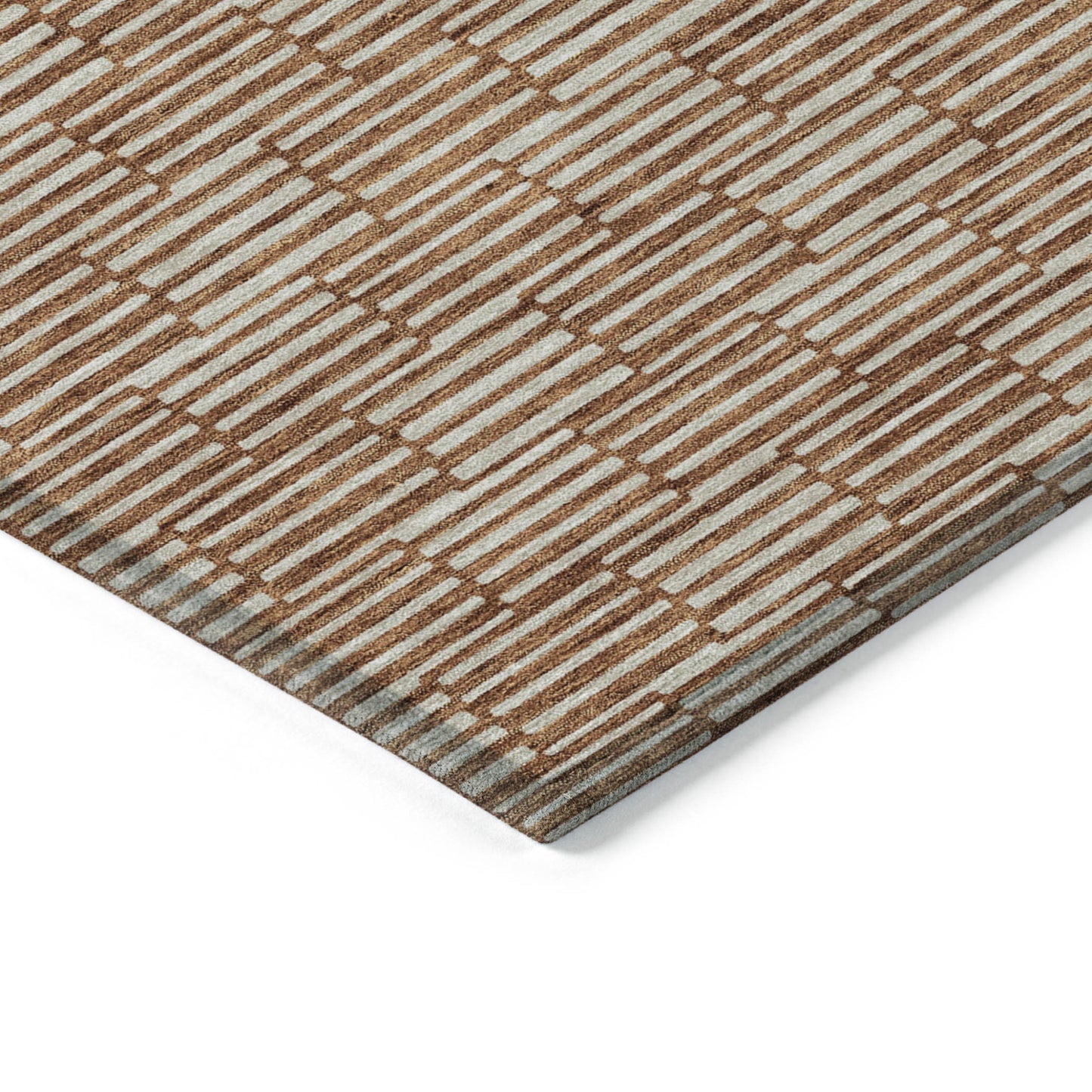 Tabselect Home Line 5' X 8' Copper And Beige Geometric Washable Indoor Outdoor Area Rug