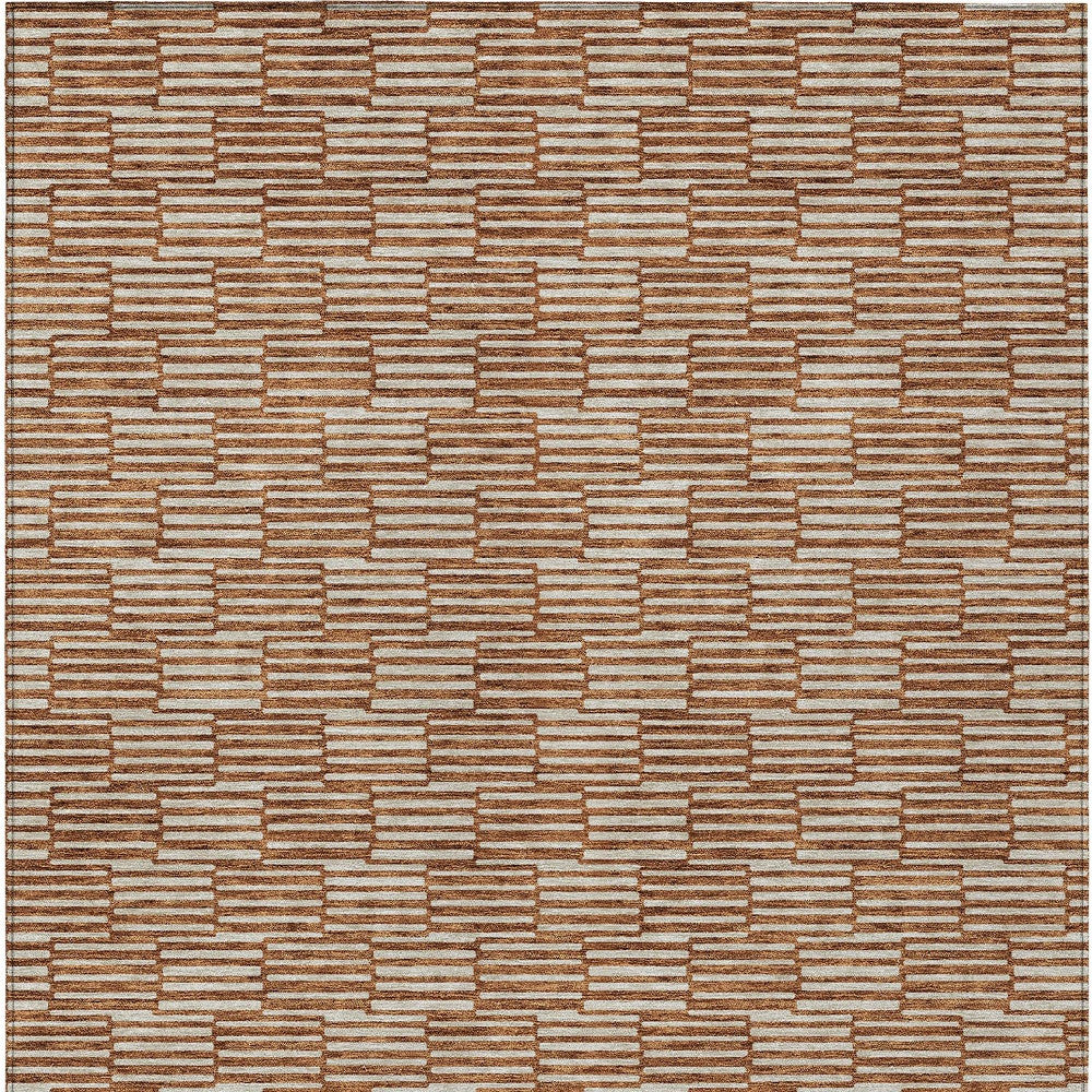 Tabselect Home Line 5' X 8' Copper And Beige Geometric Washable Indoor Outdoor Area Rug