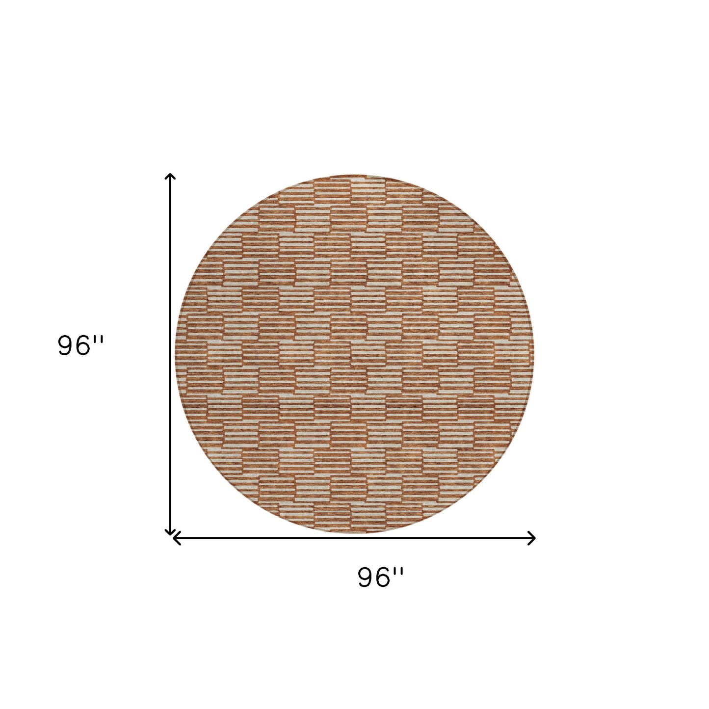 Tabselect Home Line 8' Copper And Beige Round Geometric Washable Indoor Outdoor Area Rug