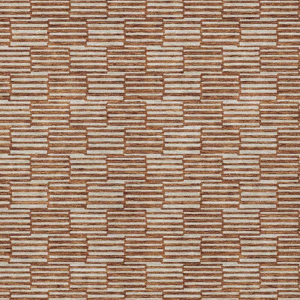 Tabselect Home Line 8' X 10' Copper And Beige Geometric Washable Indoor Outdoor Area Rug