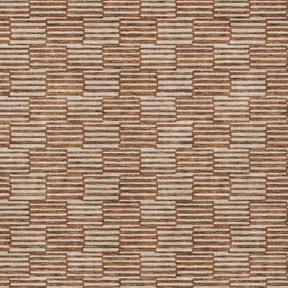 Tabselect Home Line 8' X 10' Copper And Beige Geometric Washable Indoor Outdoor Area Rug