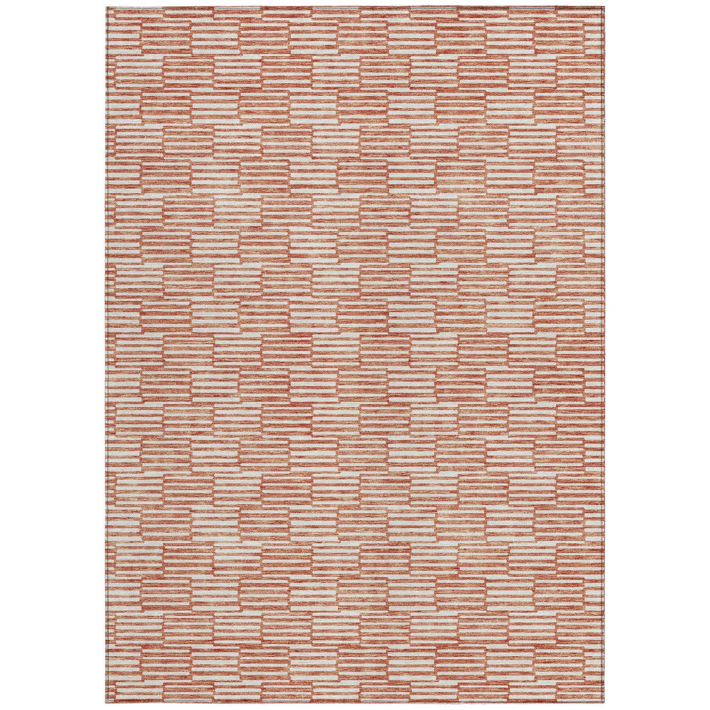 Tabselect Home Line 5' X 8' Salmon And Ivory Geometric Washable Indoor Outdoor Area Rug