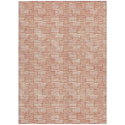 Tabselect Home Line 5' X 8' Salmon And Ivory Geometric Washable Indoor Outdoor Area Rug