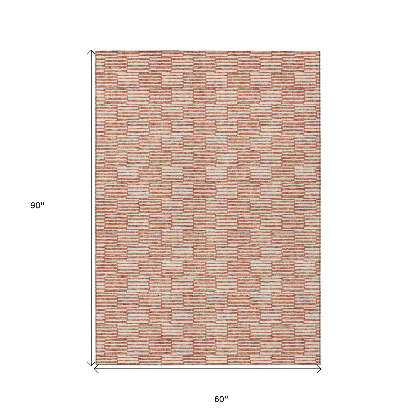 Tabselect Home Line 5' X 8' Salmon And Ivory Geometric Washable Indoor Outdoor Area Rug