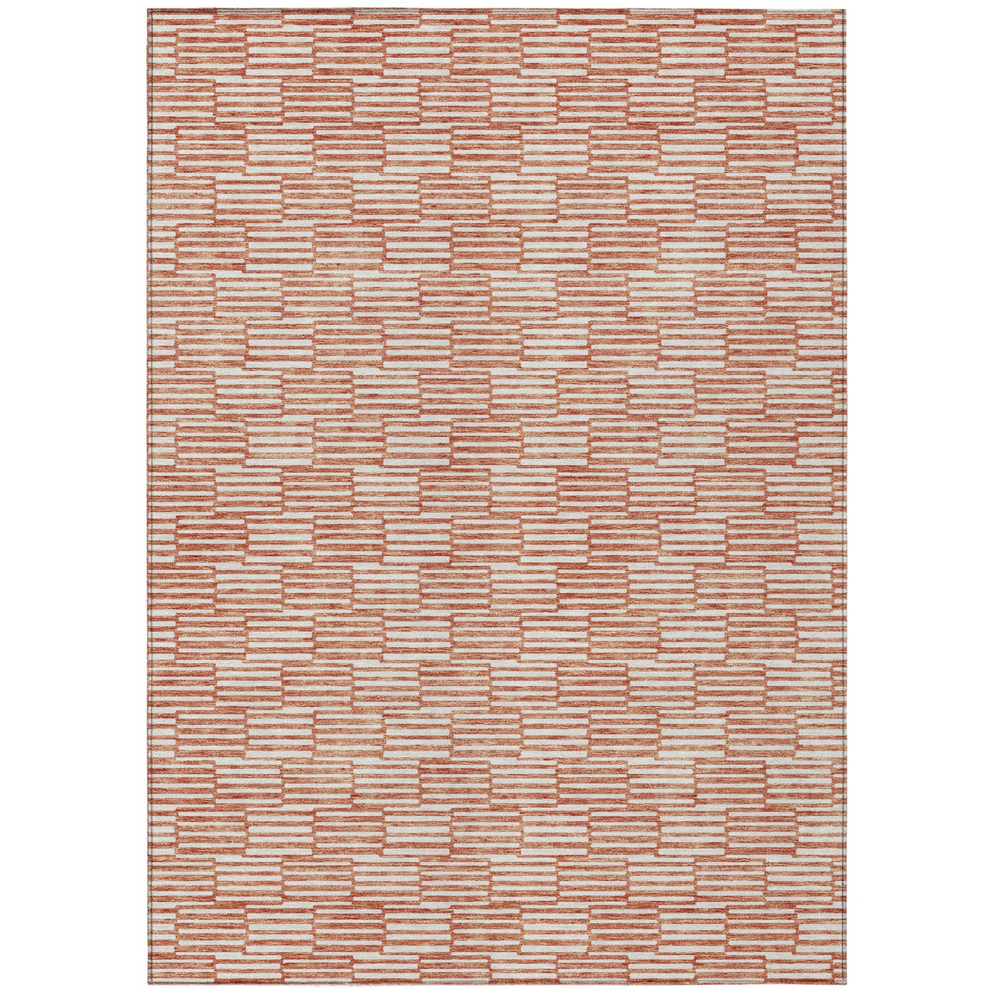 Tabselect Home Line 5' X 8' Salmon And Ivory Geometric Washable Indoor Outdoor Area Rug