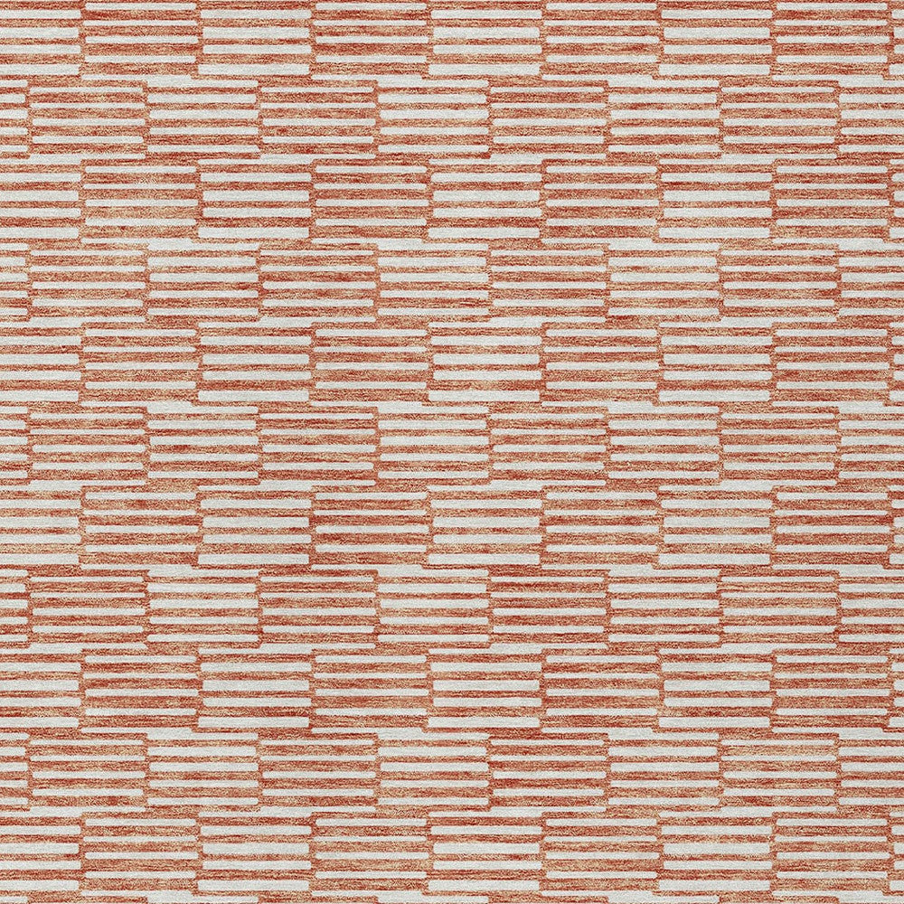 Tabselect Home Line 5' X 8' Salmon And Ivory Geometric Washable Indoor Outdoor Area Rug