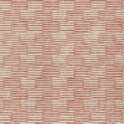 Tabselect Home Line 5' X 8' Salmon And Ivory Geometric Washable Indoor Outdoor Area Rug
