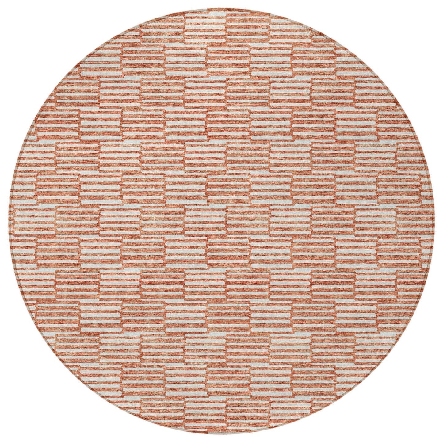 Tabselect Home Line 8' Salmon And Ivory Round Geometric Washable Indoor Outdoor Area Rug