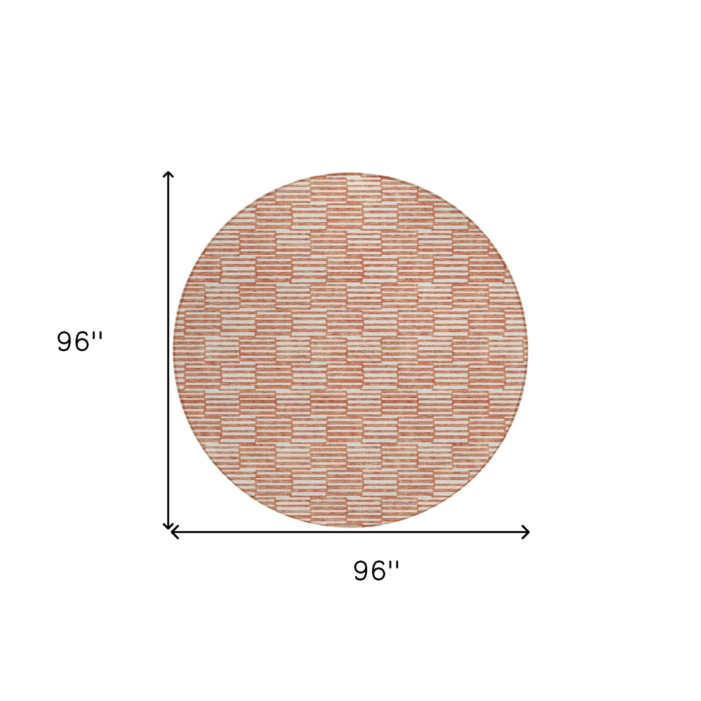 Tabselect Home Line 8' Salmon And Ivory Round Geometric Washable Indoor Outdoor Area Rug