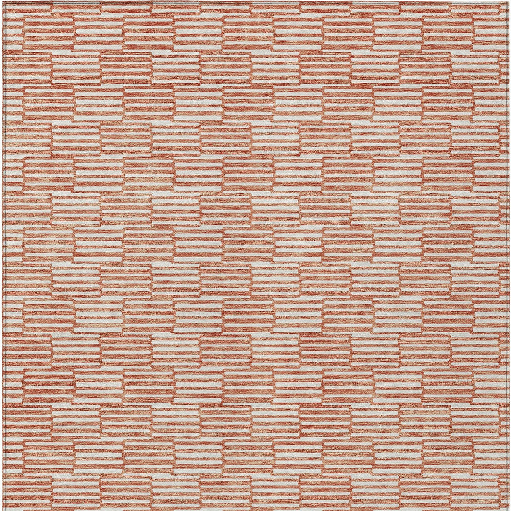 Tabselect Home Line 8' X 10' Salmon And Ivory Geometric Washable Indoor Outdoor Area Rug