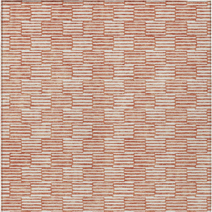 Tabselect Home Line 8' X 10' Salmon And Ivory Geometric Washable Indoor Outdoor Area Rug